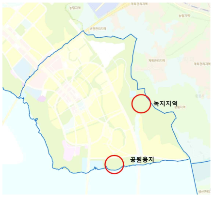 세종 국가시범도시의 온도, 습도 Hub 지점 산출 결과 및 지적편집도를 고려한 거점관측소 예상 설치 위치 결과