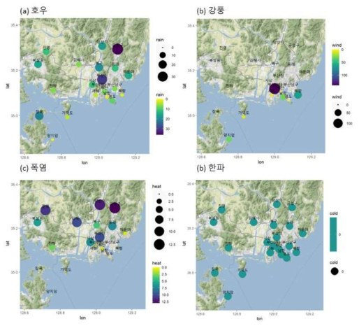 부산 에코델타시티의 특보빈도 공간 분포