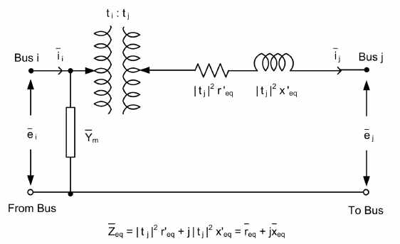 (수식) 회로에서 ′  ′를 j-모선 측으 로 환산한 등가회로