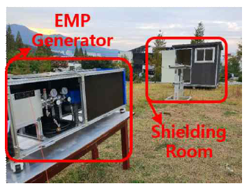 HPEM 차폐 및 접지성능 평가시험 모습