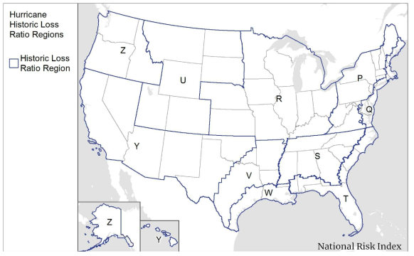 허리케인 과거 손실 비율 지역 정의