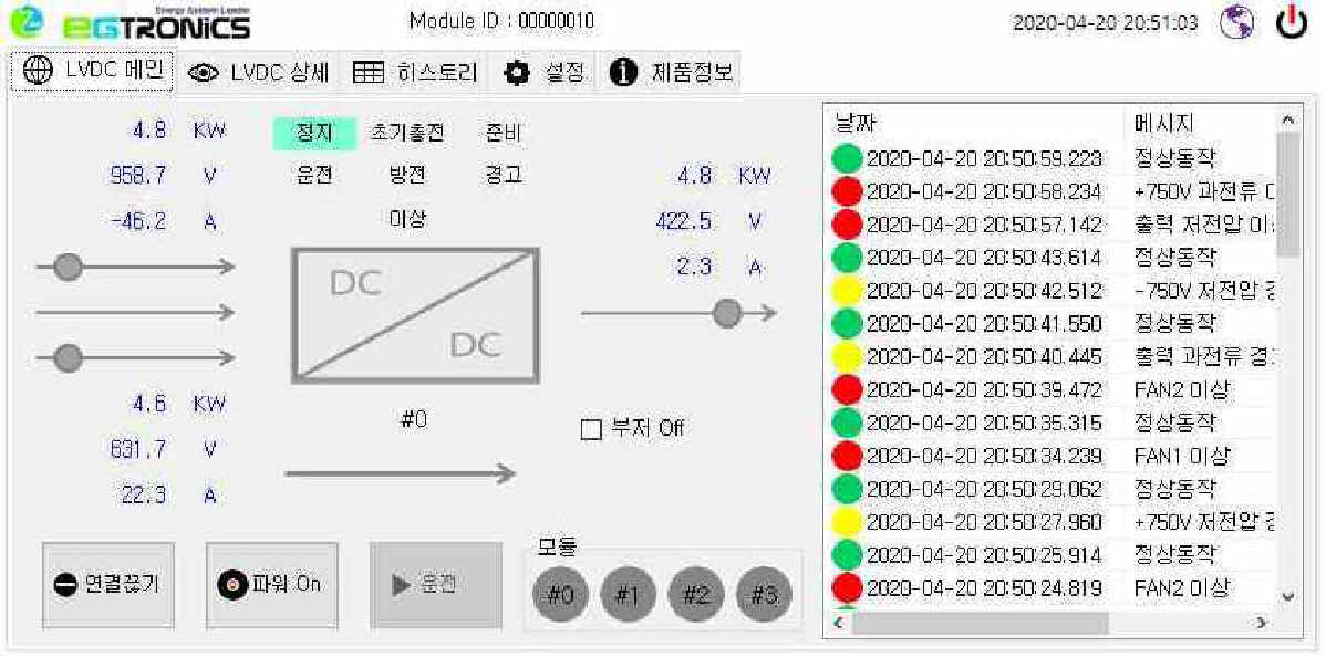 패널 PC 소프트웨어 LVDC 메인 탭