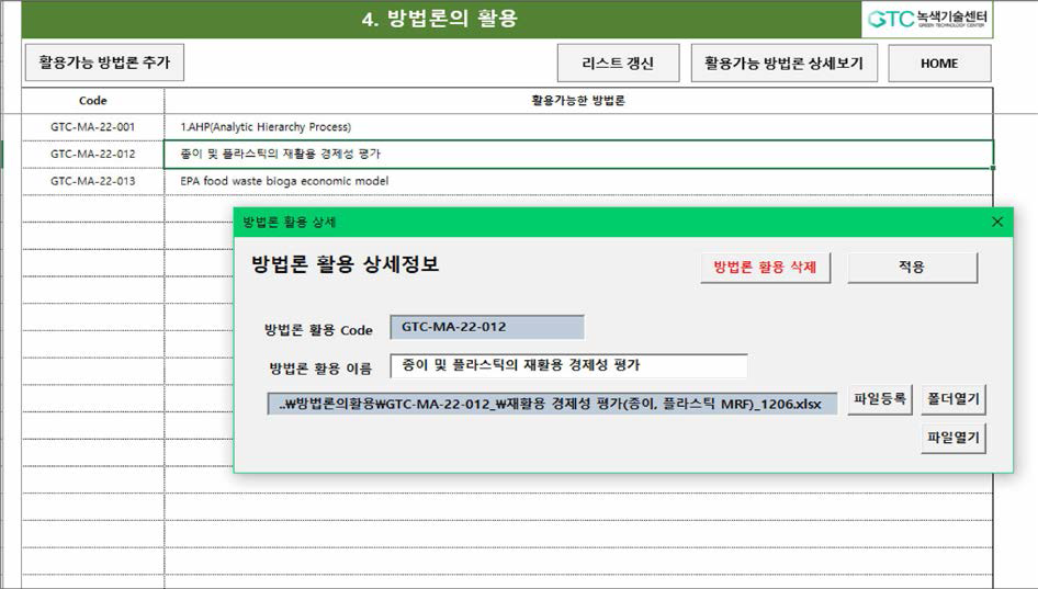 사업기획 TOOL 방버론의 활용 화면 캡쳐