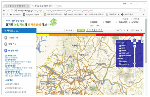 경기도 농업기상과 병해충 발생 예보 시스템