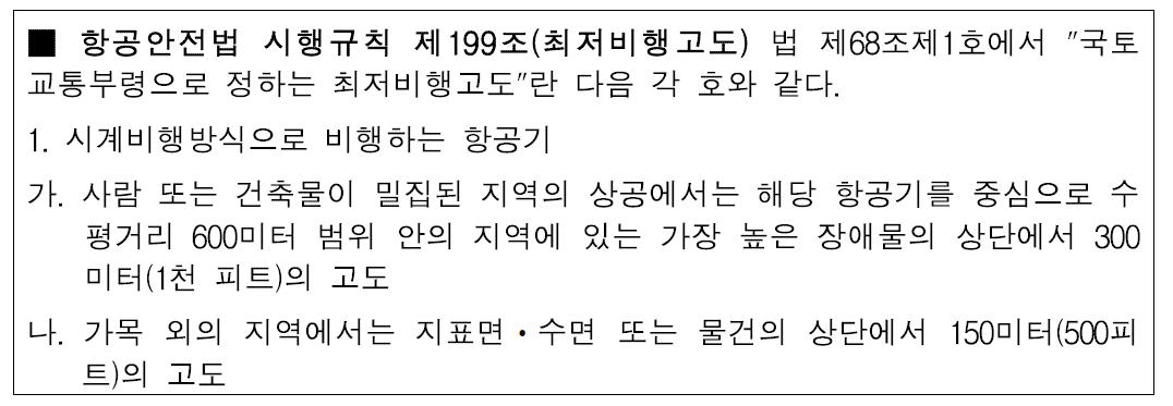 항공안전법 시행규칙 제199조(최저비행고도)