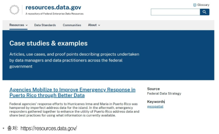 미국 resources.data.gov 홈페이지