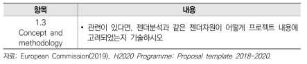 연구제안서 서식에서 젠더혁신 관련 측면