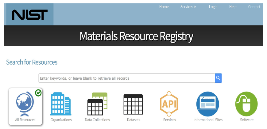 NIST Materials Resource Registry (https://materials.registry.nist.gov/)