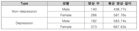 최종 우울증 영상 데이터셋 통계