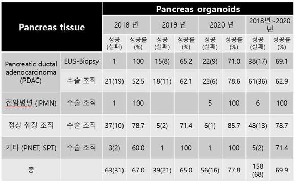 췌장 오가노이드 구축 현황