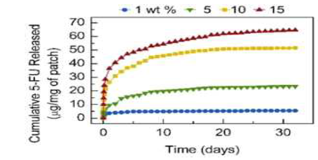 5-FU 약물 함유 패치의 약물 방출 거동