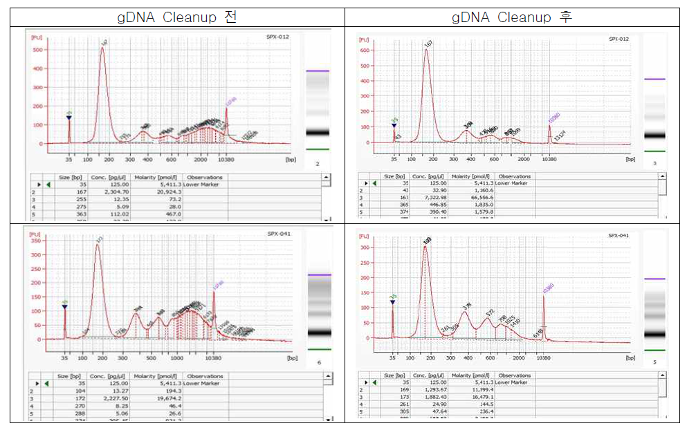 cfDNA Bioanalyzer 결과