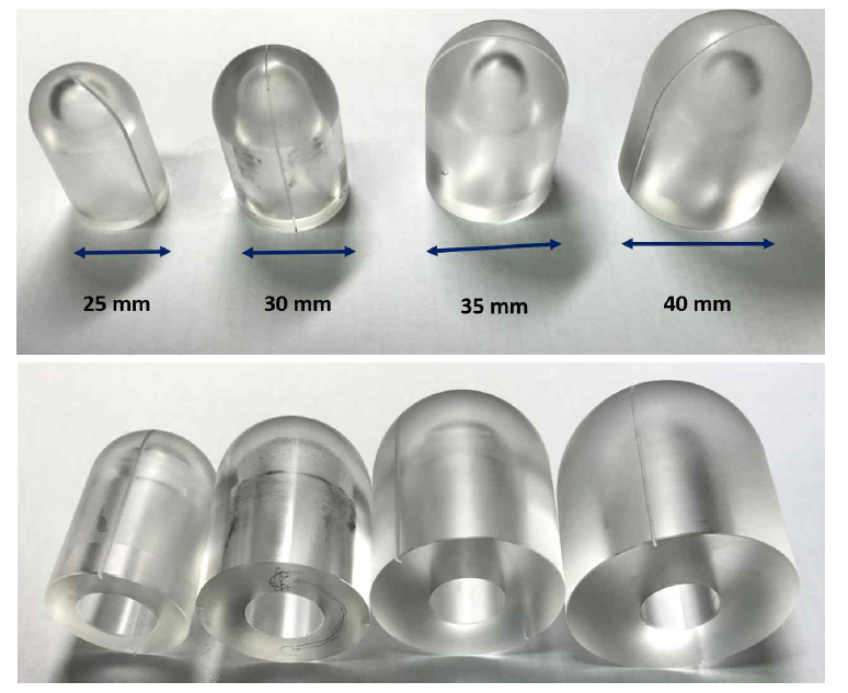 제작된 다양한 직경을 갖는 원통형 어플리케이터