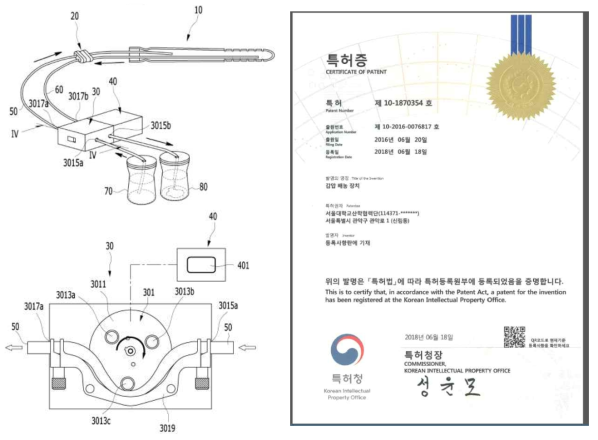 감압배농장치의 도면 및 특허증