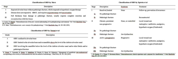 방사선골괴사증의 대표적인 임상적 분류
