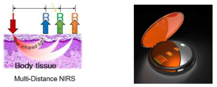 근적외선 기반 광진단 방식인 MD-CW 기술의 초소형화 개념도