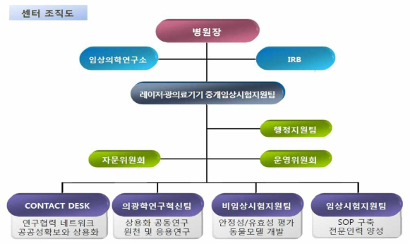 레이저·광의료기기 중개임상시험지원센터 조직도