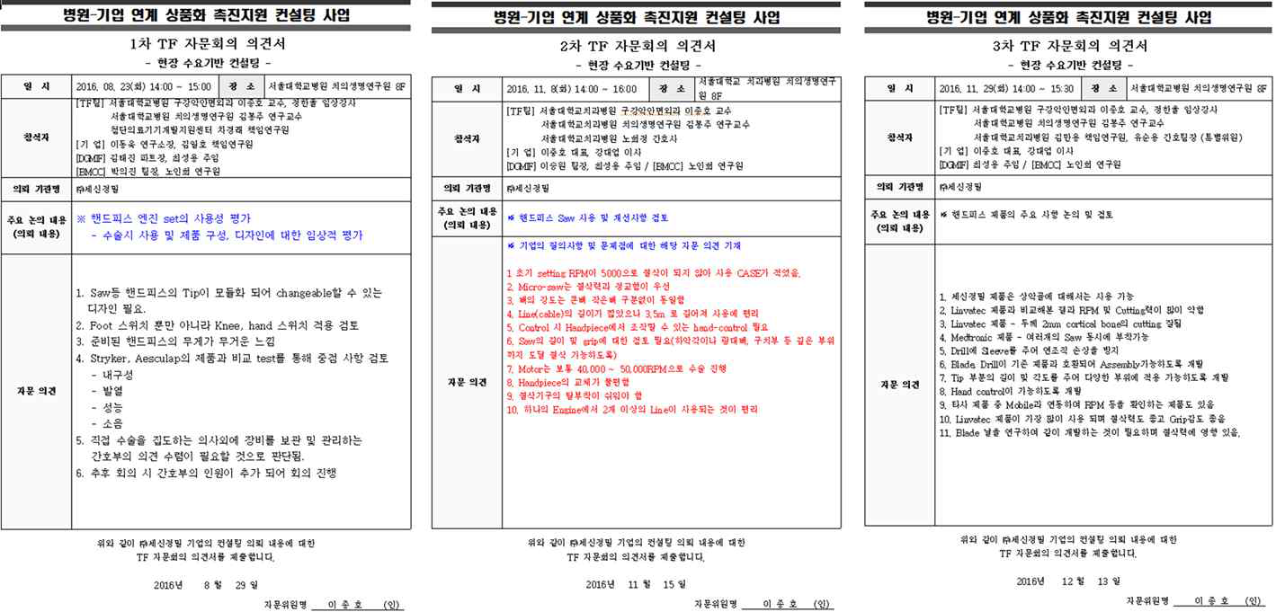 1차 ~ 3차 TF 자문회의 의견서