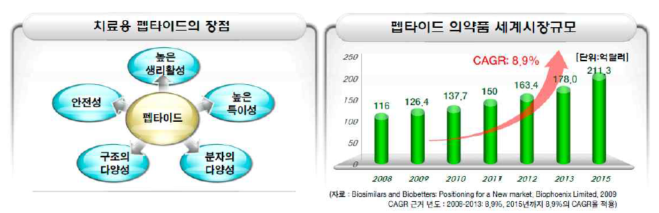 치료용 펩타이드의 장점 및 펩타이드 의약품 세계시장 규모