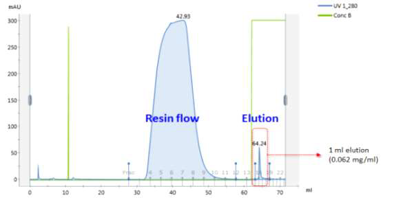 ammonium sulfate 침전 후 affinity chromatogram