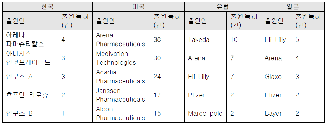 국가별 특허 출원인 분석