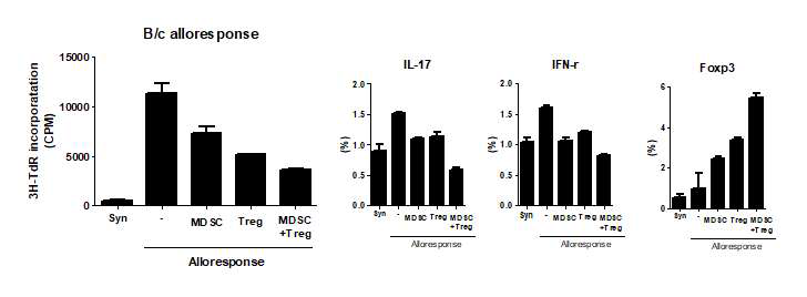 MDSC,Treg에 의한 alloreactive T cell response 조절능 증가