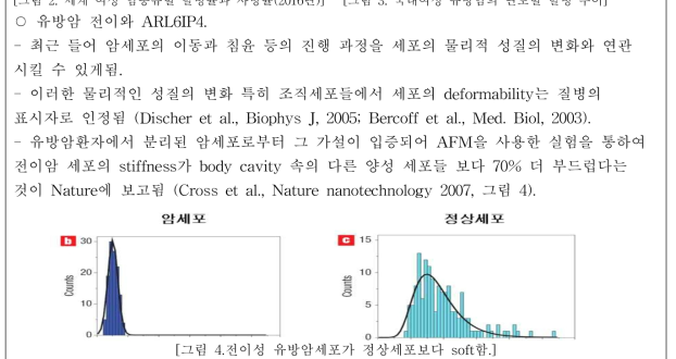 전이성 유방암세포가 정상세포보다 soft함.]