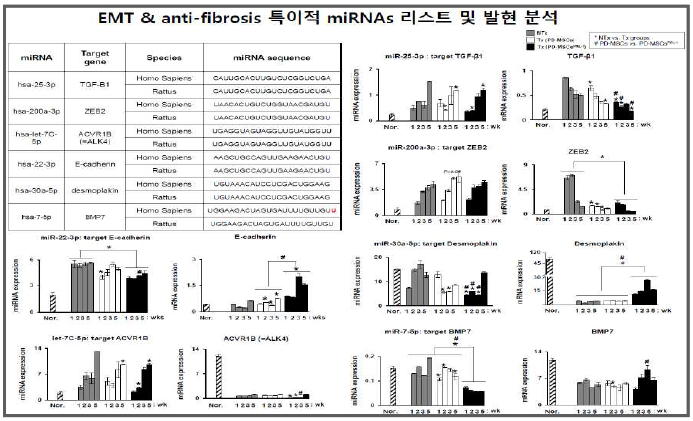 만성 간질환 동물에서 줄기세포 이식 전후에 따른 EMT 및 항섬유화 특이적 마이크로RNA와 타겟 유전자 분석