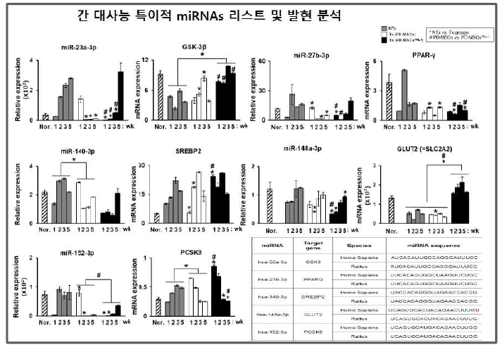 만성 간질환 동물에서 줄기세포 이식 전후에 따른 간 대사능 특이적 마이크로RNA와 타겟 유전자 분석