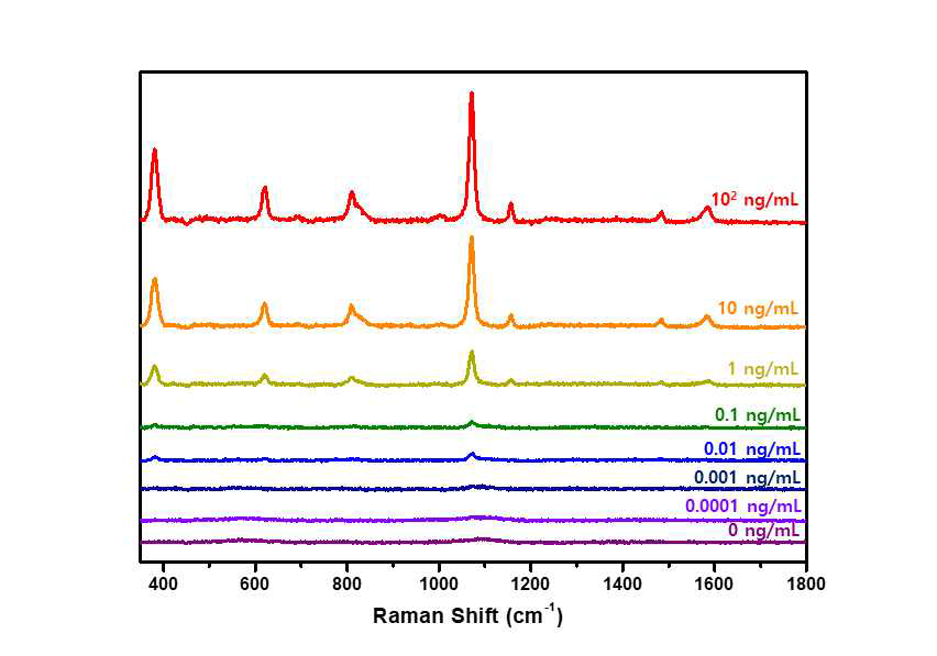 농도별 TPSA 면역분석 라만 스펙트럼
