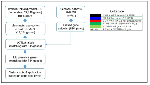 조선대 DB를 활용한 치매관련 유의미한 유전자 그룹 및 이중 뇌에서 발현하는 유전자 분류