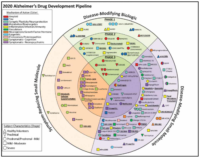 2020년 알츠하이머 치료제 개발 현황 (Alzheimer´s & Dementia, 2020)