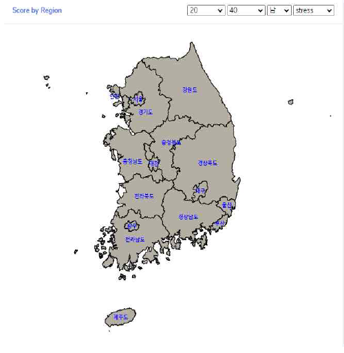 지역별 데이터표출을 위한 지도그래프의 초기화면