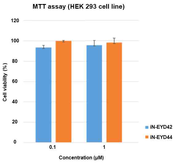 개발대상 후보약물들의 HEK 293 cell을 이용한 MTT assay 결과