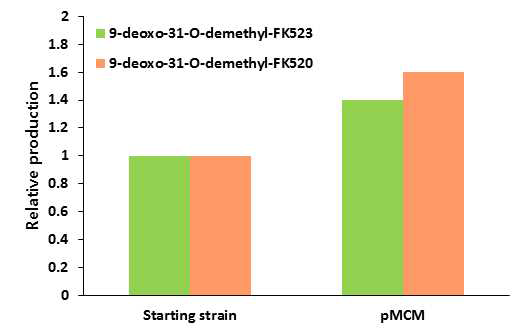 세포 내 methylmalonyl-CoA의 농도 증가에 따른 개발대상약물 생산성 변화