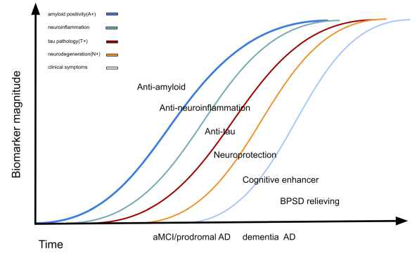 알츠하이머 병 진행 정도에 따른 치료제 개발 타겟