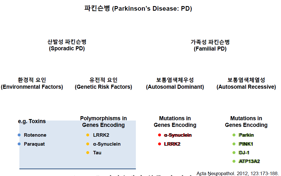 파킨슨병의 분류 및 관련 유전자