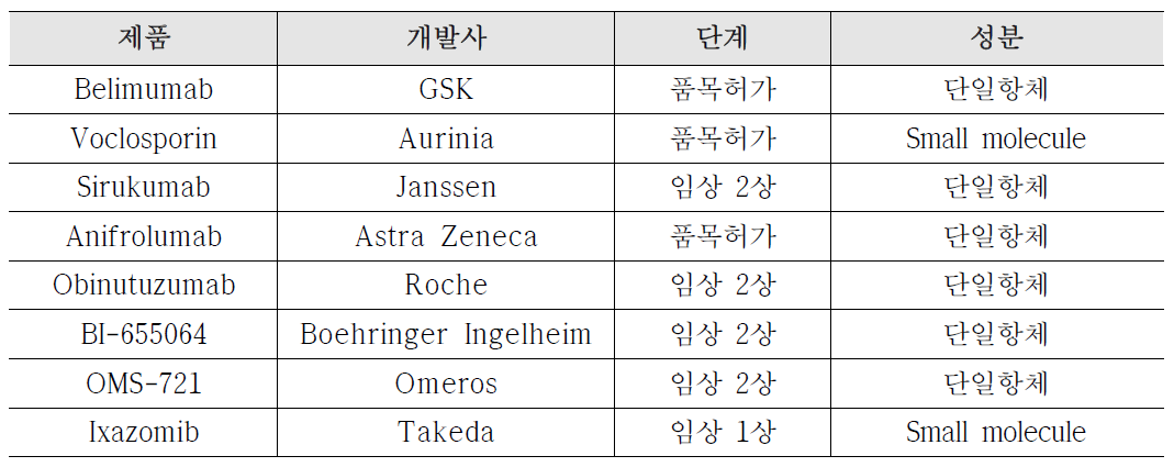 루프스 신약 개발 현황