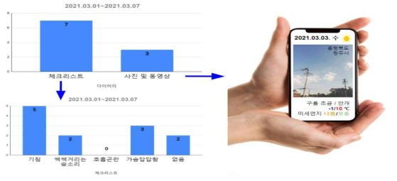 체크리스트, 사진 및 동영상 기록 집계 예시