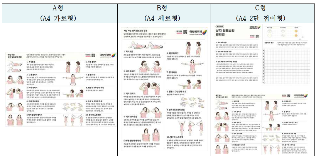 환자교육자료 TEMPLATE 3종 예시