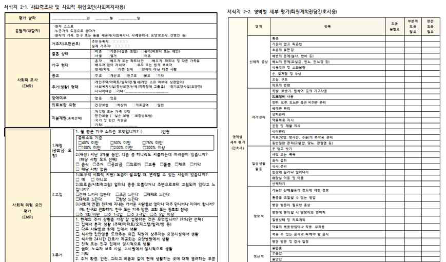 퇴원계획 수립 서식지 (사회적 요인)