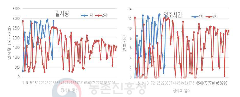 시험기간의 시설내 재배환경