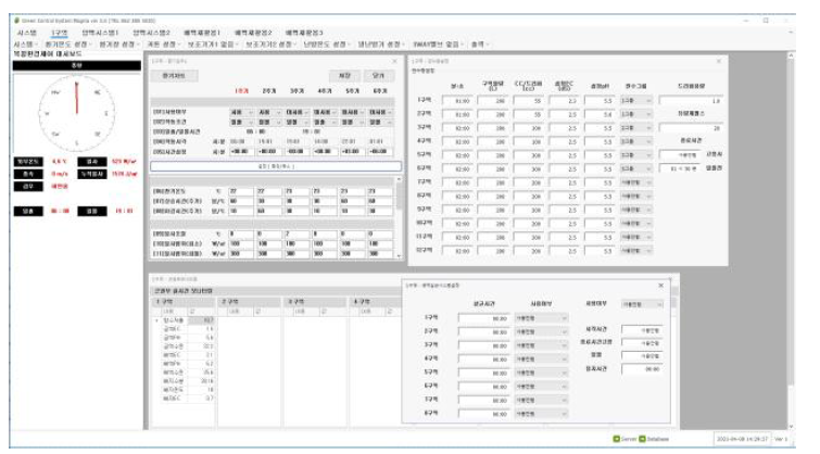 순환식 수경재배 통합 프로그램의 제어 화면