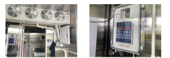 재배실에 설치된 유니트쿨러 및 냉난방용 독립 컨트롤러