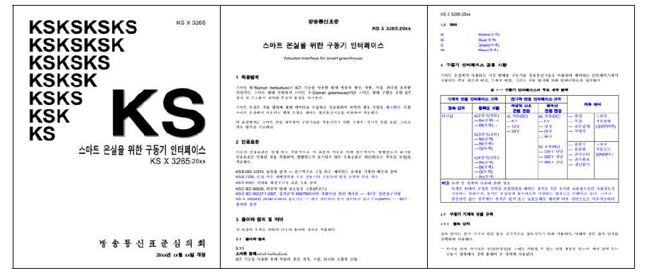 KS X 3265 스마트 온실을 위한 구동기 인터페이스 개정 국가표준(안)