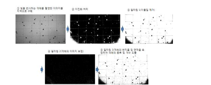 물땡땡이류 영상 자동 인식 처리 단계별 영상