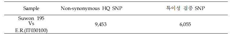 Non-synonymous HQ SNP 특이성 검증