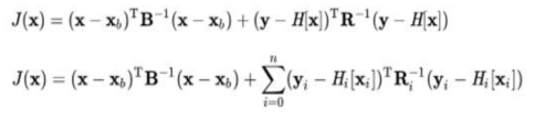 3DVAR (상) 및 4DVAR (하) Cost Function