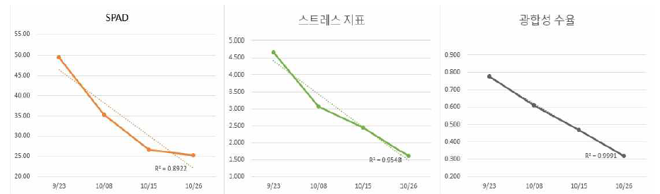 숙기에 따른 종자 생체데이터 변화율