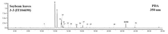 IT104690(재래종, 콩나물콩) 잎의 플라보노이드 21종 크로마토그램